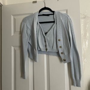 2 piece long sleeved cropped sweater top